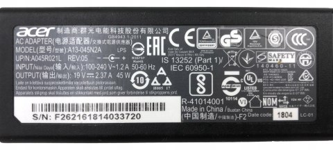ORYG. ZASILACZ ACER 45W 19V - 2.37A 3.0/1.1 ORYG. ZASILACZ ACER 45W 19V - 2.37A 3.0/1.1