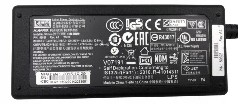 ORYG. ZASILACZ APD 65W 19V - 3.42A 5.5/2.5 ORYG. ZASILACZ APD 65W 19V - 3.42A 5.5/2.5