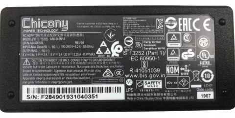 ORYG. ZASILACZ CHICONY 45W 20V - 2.25A USB-C ORYG. ZASILACZ CHICONY 45W 20V - 2.25A USB-C