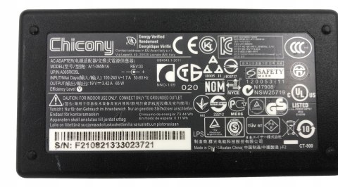 ORYG. ZASILACZ CHICONY 65W 19V - 3.42A 5.5/2.5 ORYG. ZASILACZ CHICONY 65W 19V - 3.42A 5.5/2.5