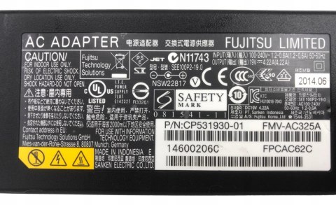 ORYG. ZASILACZ FUJITSU 80W 19V - 4.22A 5.5/2.5 ORYG. ZASILACZ FUJITSU 80W 19V - 4.22A 5.5/2.5