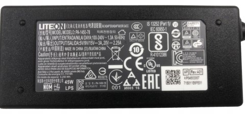 ORYG. ZASILACZ LITEON 45W 20V - 2.25A USB-C ORYG. ZASILACZ LITEON 45W 20V - 2.25A USB-C