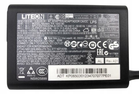 ORYG. ZASILACZ LITEON 65W 19V - 3.42A 5.5/1.7 ORYG. ZASILACZ LITEON 65W 19V - 3.42A 5.5/1.7