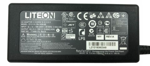 ORYG. ZASILACZ LITEON 65W 19V - 3.42A 5.5/2.5 ORYG. ZASILACZ LITEON 65W 19V - 3.42A 5.5/2.5