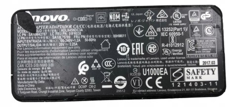 ORYGINALNY ZASILACZ LENOVO 45W 20V - 2.25 SLIM TIP ORYGINALNY ZASILACZ LENOVO 45W 20V - 2.25 SLIM TIP