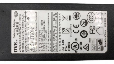 ORYG. ZASILACZ DVE 50W 12V - 4.16A 5.5/2.5 | DSA-50PFA-12