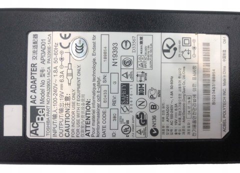 ORYG. ZASILACZ ACBEL 120W 19V - 6.3A 5.5/2.5 ORYG. ZASILACZ ACBEL 120W 19V - 6.3A 5.5/2.5