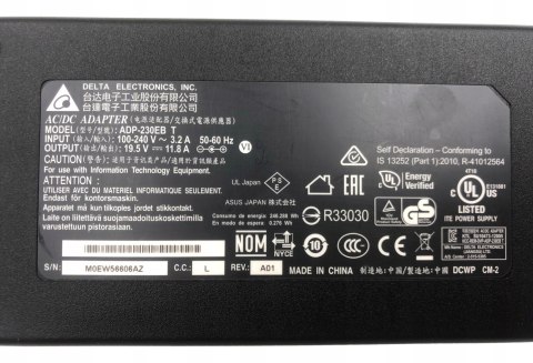 ORYG. ZASILACZ DELTA 230W 19.5V - 11.8A 5.5/3.5 ORYG. ZASILACZ DELTA 230W 19.5V - 11.8A 5.5/3.5