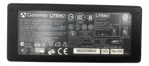 ORYG. ZASILACZ GATEWAY LITEON 65W 19V - 3.42A 5.5/1.7 ORYG. ZASILACZ GATEWAY LITEON 65W 19V - 3.42A 5.5/1.7