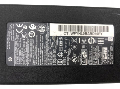 ORYG. ZASILACZ HP 135W 19.5V - 6.92A 4.5/3.0 BLUE TIP ORYG. ZASILACZ HP 135W 19.5V - 6.92A 4.5/3.0 BLUE TIP