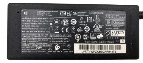 ORYG. ZASILACZ HP 90W 19.5V - 4.62A 4.5/3.0 BLUE TIP ORYG. ZASILACZ HP 90W 19.5V - 4.62A 4.5/3.0 BLUE TIP
