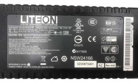 ORYG. ZASILACZ LITEON 135W 19V - 7.1A 5.5/1.7 ORYG. ZASILACZ LITEON 135W 19V - 7.1A 5.5/1.7