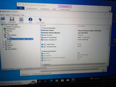 SKRZYDŁO MATRYCA FUJITSU LIFEBOOK E736 SKRZYDŁO MATRYCA FUJITSU LIFEBOOK E736