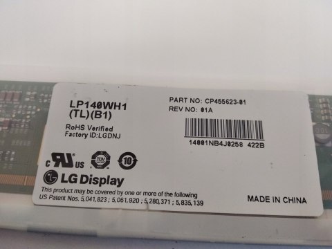 NOWA MATRYCA LG LP140WH1 (TL)(B1) 14 40 PIN NOWA MATRYCA LG LP140WH1 (TL)(B1) 14 40 PIN